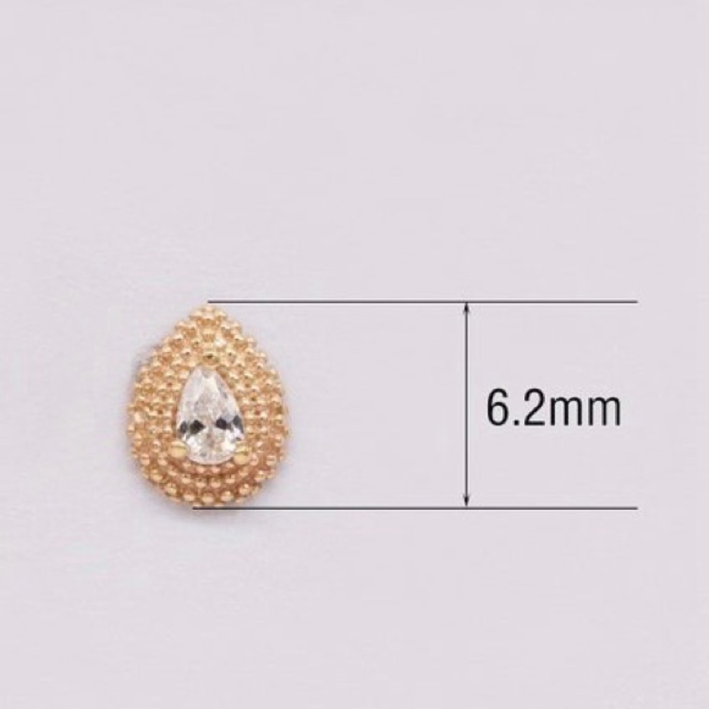 ONE ONLY - Solid 14k Rose Gold Pear Bezel CZ Stud with 18g 6mm Titanium Back ✨ - Picture 3 of 10